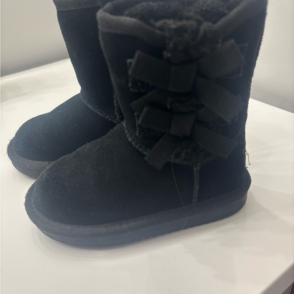 UGG Black Mid-Calf Boots with Ribbon Details